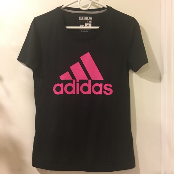 pink and black adidas shirt